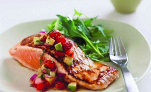 salmon with strawberry avocado salsa