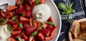 strawberries with burrata